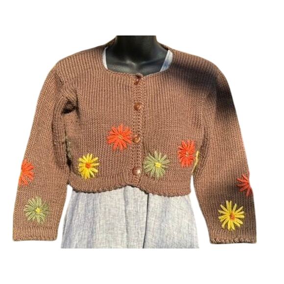 Brooklyn Handknit 90s Vintage Wool Cardigan – Brown – Medium